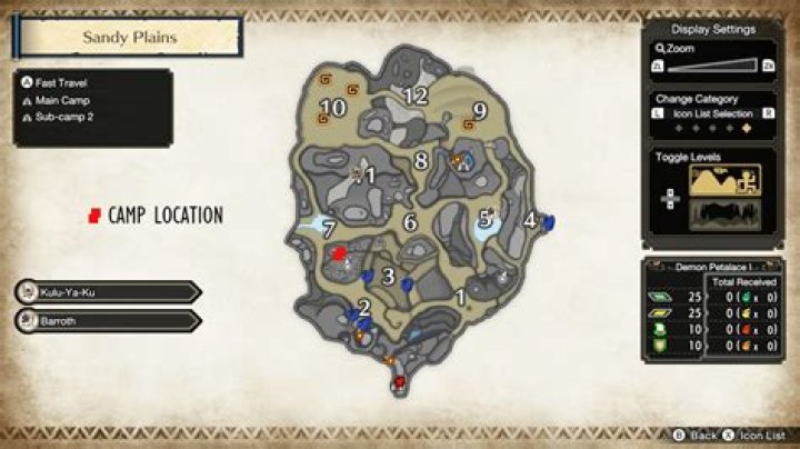 Sandy Plains Sub-Camp Locations and Quest